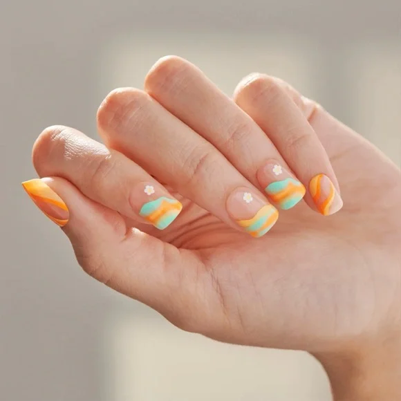 💛🧡HP🧡💛 imPRESS Design Ice Cream Snow Vanilla NIB Set of 30 Press On Nails - Picture 2 of 7